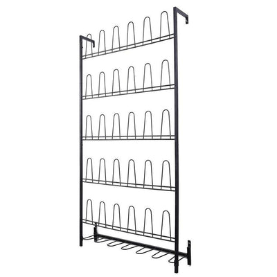 9-Pair, Wall Mounted Silver Metal Wire Boot and Shoe Rack