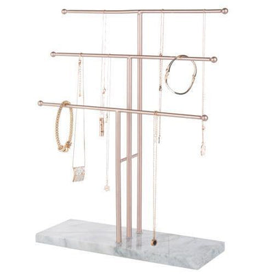 Black Metal Jewelry Display Stand with 20 Necklace Hook and Ring & Bra –  MyGift