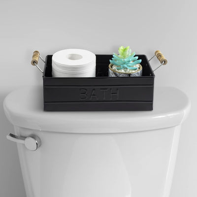 TOILET ROLL HOLDER / WITH SHELF / CAST / WELDERS BLACK