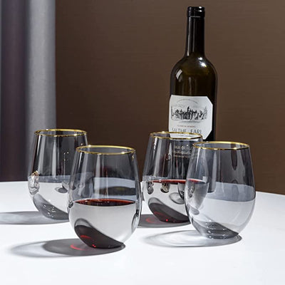 Gold Rimmed Stemless Wine Glass - Set of 4 – mrs.mandolin