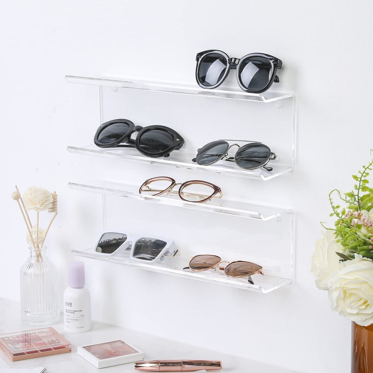 Wall Mounted Clear Acrylic Sunglasses Display Rack with Angled Edge, H ...