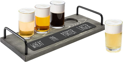 Beer Tasting Flight Sampler Board - Set Includes Four 6 oz Pilsner Craft  Brew Glasses & Wooden Paddl…See more Beer Tasting Flight Sampler Board -  Set