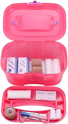 Clear First Aid Bin with Detachable Tray, Portable Emergency Kit