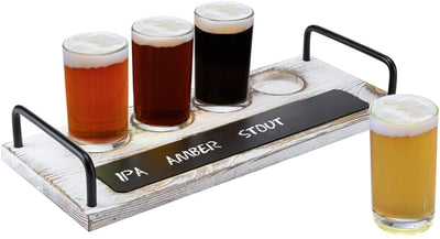 Beer Tasting Flight Sampler Board - Set Includes Four 6 oz Pilsner Craft  Brew Glasses & Wooden Paddl…See more Beer Tasting Flight Sampler Board -  Set