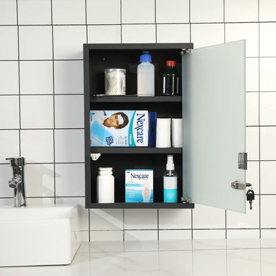 Wall Mounted Medicine Cabinet Organizer, Black Metal First Aid Supplie –  MyGift