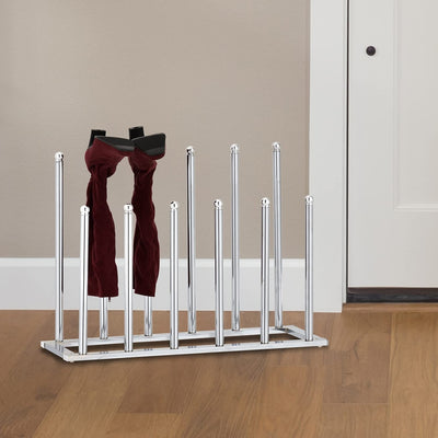 White Metal Free Standing Boot Shoe Rack Organizer, Tall Boot Shaper Storage Stand, Holds Up 6 Pairs of Tall Boots