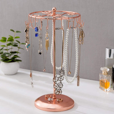 13-Inch Brass Metal Rotating Necklace Holder Organizer, Bracelet Holde –  MyGift