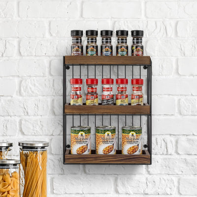 Farmhouse-Style White Washed & Brown Wood Spice Rack – MyGift