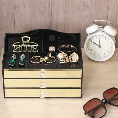 Amber Acrylic Jewelry Box with 2 Velvet Lined Jewelry Drawers