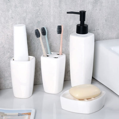 GMISUN Black Bathroom Accessories Set, Matte Black Bathroom Accessory Sets  Complete, Glass Bathroom Soap Dispenser and Toothbrush Holder Set with