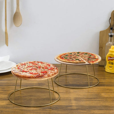 Black Metal Pizza Pan Riser Stands, Tabletop Food Platter Display