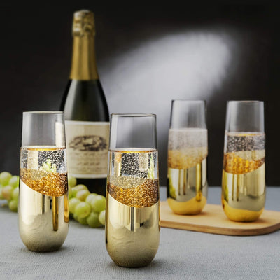 Dropship Oval Halo Plastic Champagne Flutes Set Of 4 (4oz