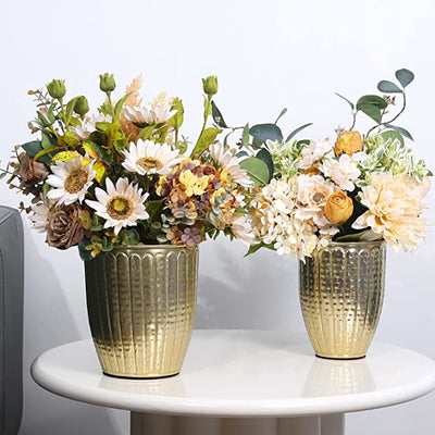 Hammered Brass Tone Metal Planter Pots, Decorative Flower Pot Plant Co –  MyGift