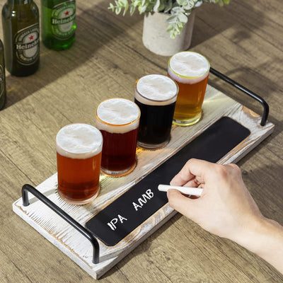 Beer Tasting Flight Sampler Board - Set Includes Four 6 oz Pilsner Craft  Brew Glasses & Wooden Paddl…See more Beer Tasting Flight Sampler Board -  Set