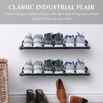 MyGift Wall Mounted White Metal Shoe Rack Organizer for Boots, Slippers,  Sneakers, Wall Hanging Vertical Heavy Duty Shoe Storage Display Rack, Holds