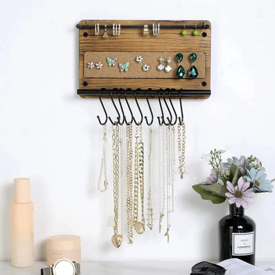 MyGift Arrow Design Wall Mounted Brass-tone Metal 6 Hook Necklace Organizer Hanging Rack, Size: Large, Gold