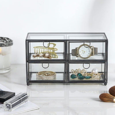 Amber Acrylic Modern Retro Style Jewelry Storage Box - Velvet