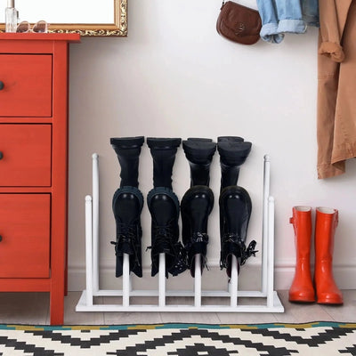 Black Metal Entryway Boot Rack, Freestanding Shoe Organizer and