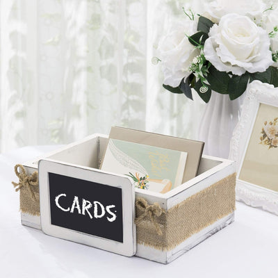 Brown Wood Wedding Card Gift Box with Slotted Lid, Lock and Chalkboard –  MyGift