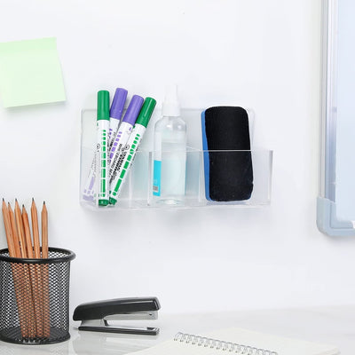 16 Slot Premium White Acrylic Dry Erase Whiteboard Marker Holder with –  MyGift