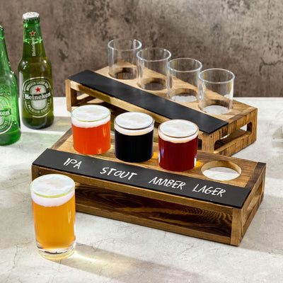 6 Slot Burnt Wood and Black Metal BEER Cutout Beverage Carrier, Beer C –  MyGift