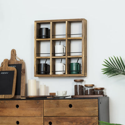 Mickey Inspired Wood Wall Mounted Coffee Mug Rack 