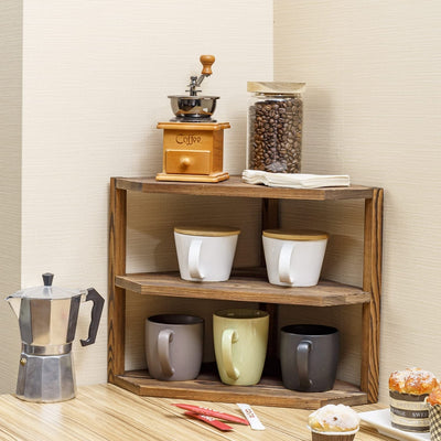 Farmhouse-Style White Washed & Brown Wood Spice Rack