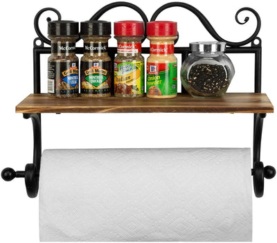 Kitchen Accessory Set, Gray Wood and Metal Paper Towel Holder Countert –  MyGift