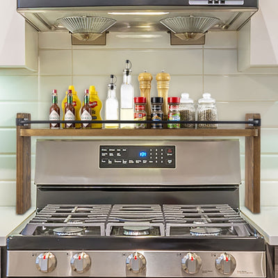 Kitchen Pot Rack w/ Rustic Burnt Wood & Industrial Black Metal