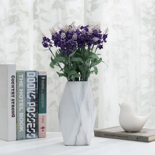 Marble Pattern White Geometric Ceramic Flower Vase – MyGift