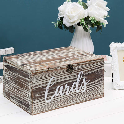White Wood Wedding Card Holder Box with Slotted Lid and Antique Hinge –  MyGift