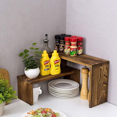 3 Tier Burnt Wood Kitchen Corner Shelf, Counter Spice and Condiment St –  MyGift