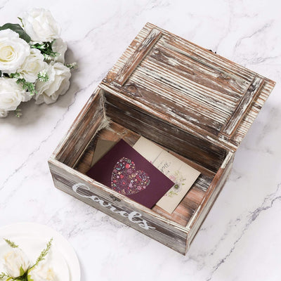 Vintage Wedding Card Box with Lock, Solid Wood Antique Wedding Card Holder  with