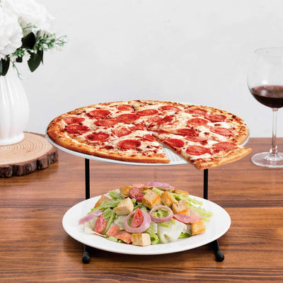 Tabletop Black Metal Pizza Pan Riser Stands, Food Platter Tray Display, Set  of 6