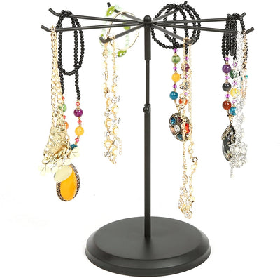Black Metal Jewelry Display Stand with 20 Necklace Hook and Ring & Bra –  MyGift