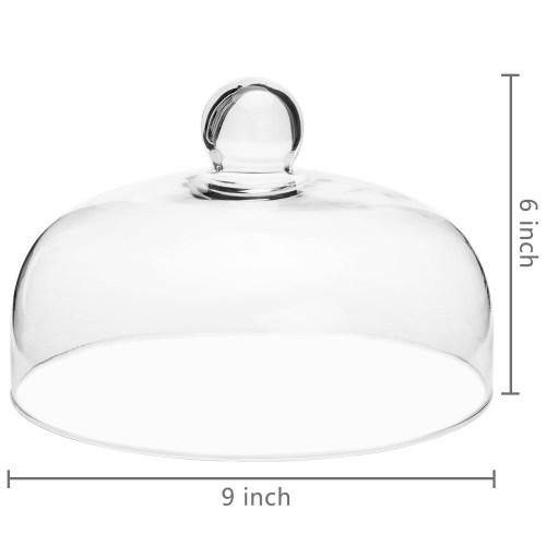 9-Inch Clear Glass Cloche Cake Cover with Knob Handle – MyGift