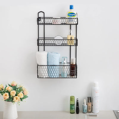 12-inch Black Chicken Wire Wall Mounted Spice Rack, Kitchen Storage Sh –  MyGift