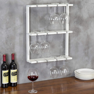 Black Metal Wire Under Cabinet Wine Glass Stemware Organizer Rack – MyGift