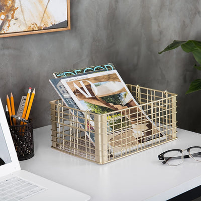 Deluxe Stackable Metal Wire Mesh Fruit & Produce Basket Rack, Set of 2 –  MyGift