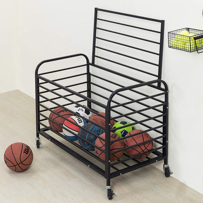 Metal Sports Ball Storage Bin with Wheels For Basketball Storage, Foot –  MyGift