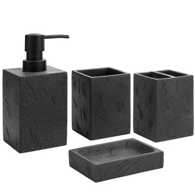 Zexzen Matte Black Bathroom Accessories Set 5 Piece, Black Bathroom Sets Accessories with Soap Dispenser, Toothbrush Holder, Soap Dish, Tumbler Cup