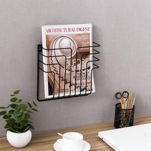 Black Metal Wire Magazine and File Rack - MyGift