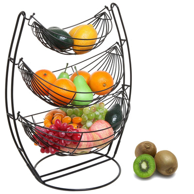 Deluxe Stackable Metal Wire Mesh Fruit & Produce Basket Rack, Set of 2 –  MyGift