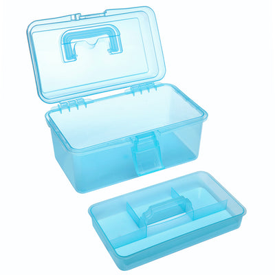 Multi Purpose Clear Plastic Travel Storage Box with Blue Handle – MyGift