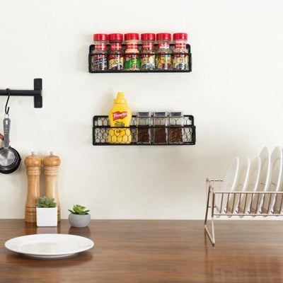 Farmhouse-Style White Washed & Brown Wood Spice Rack