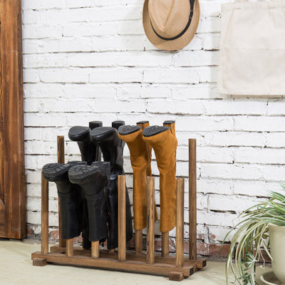 4-Tier Farmhouse Rustic Brown Wood Shoes Storage Rack – MyGift