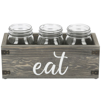 Mason Jar Mugs with Lids, Straws & Wood Caddy, Brown, Set of 6 – MyGift