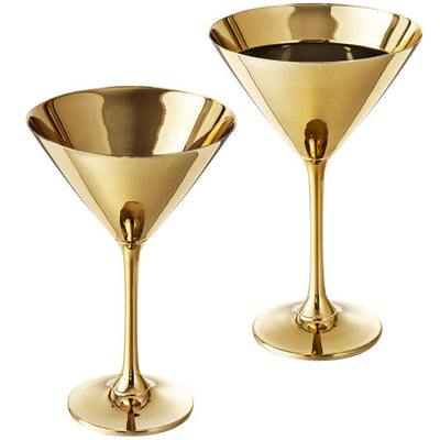 Matte Black & Gold Tone Plated Martini Glasses, Cocktail Stemmed Glass, Set  of 4