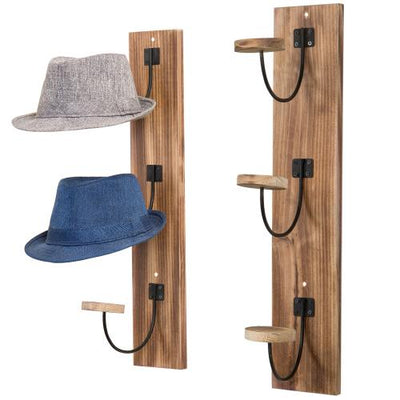 Black Metal Wall Mounted Hat Display Racks with Gray and Burnt Wood Ba –  MyGift