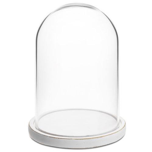 Clear Glass Cloche with White Wood Base – MyGift